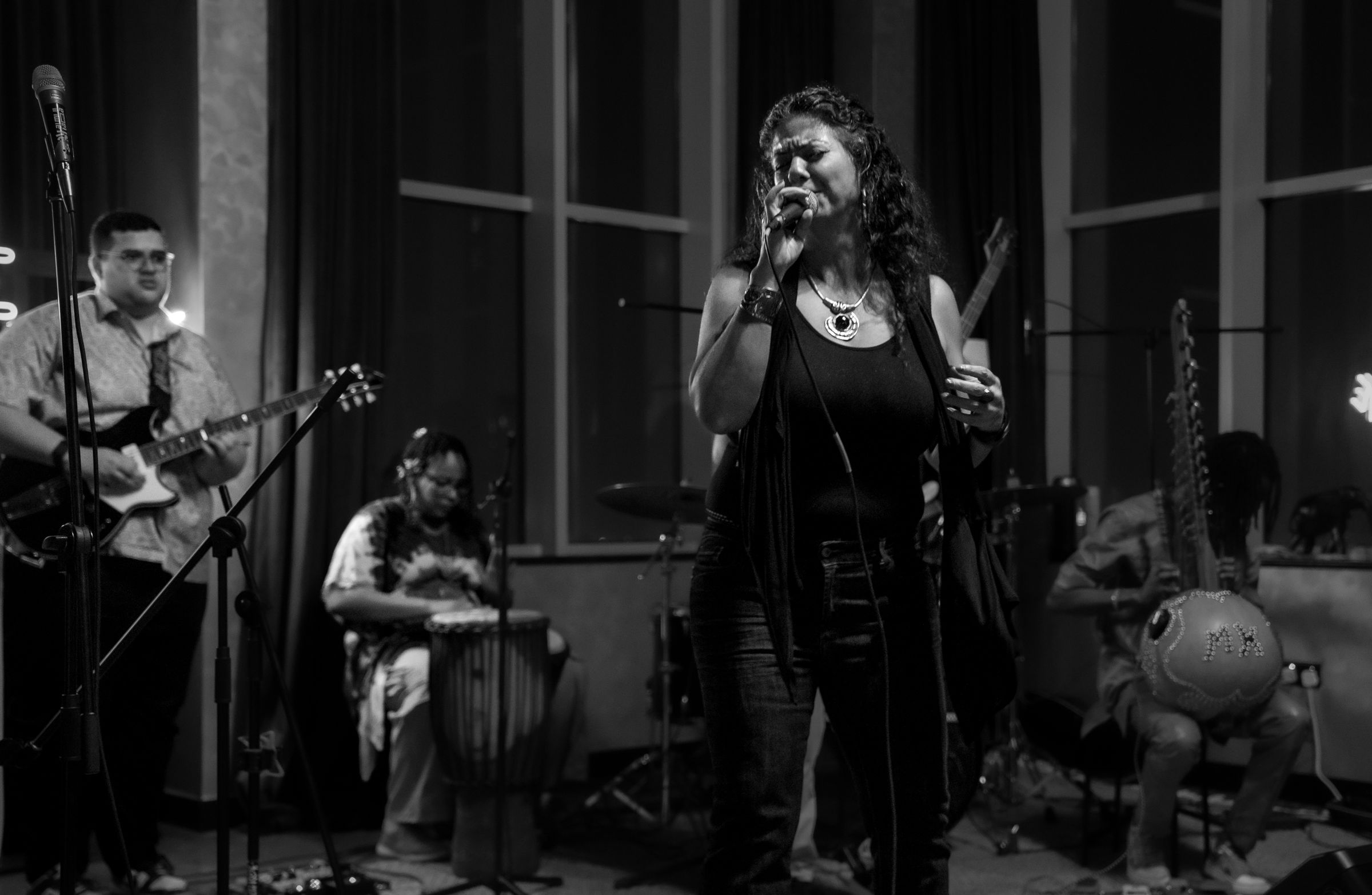 Rouba Zeidan singing live with her band