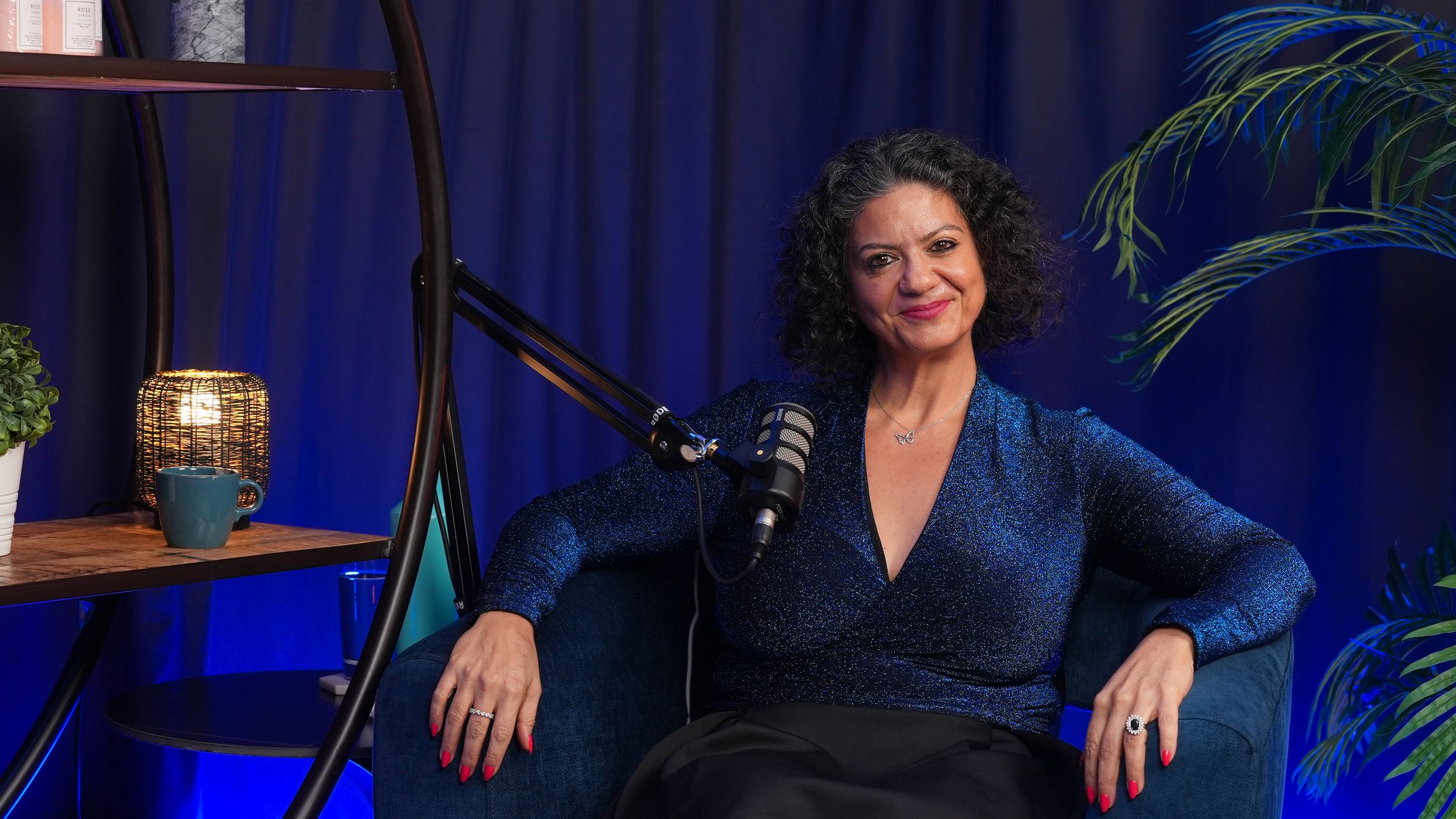 Rouba Zeidan in a podcast studio